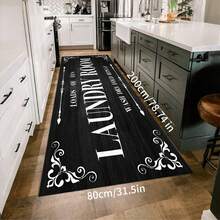 Tapis de sol de buanderie noir simple et confortable en éponge. Tapis de sol de cuisine non glissant, durable et moelleux pour la cuisine, la buanderie et la salle de bain.