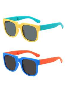 6 件/5 件/4 件/3 件/1 件儿童休闲风格拼色折叠时尚眼镜，男孩和女孩的时尚眼镜，适合日常佩戴，是送礼的理想选择