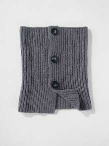 1pc Winter Warm Knitted Collar Scarf Women Korean Thicken High Neck Wraps Solid Color Button Woolen Fake Collar Pullover Shawl