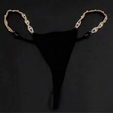 1pc Women Silver Rhinestone Eye-Shaped Chain Sexy Thong Panty Bodychain, For Party - Silver - View 6