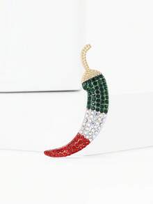 1pc Classic Red Pepper Shaped Brooch Embellished With Rhinestone, Great For Festival Gift - Chili - View 19