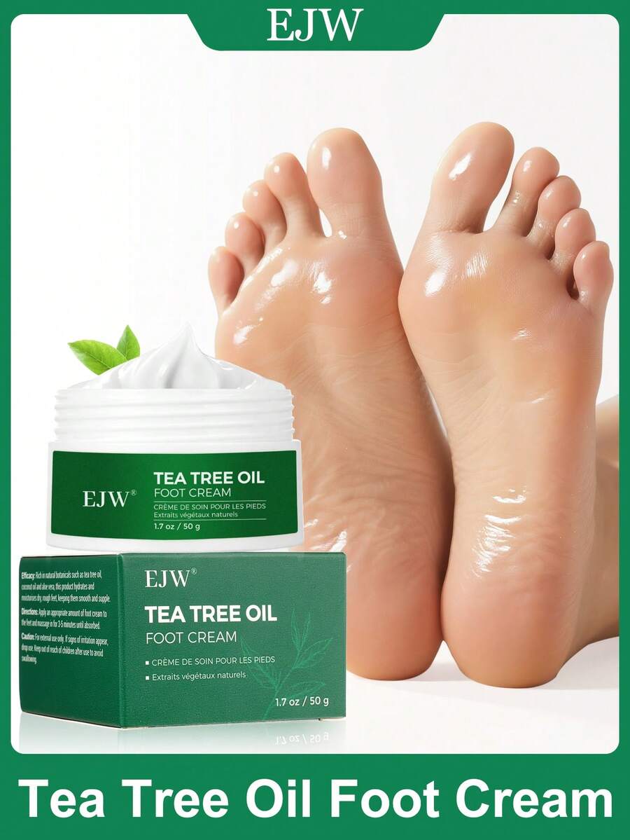 Crema de pies con aceite de árbol de té - Reparación profunda para talones y pies secos y agrietados - Aumenta instantáneamente la hidratación de la piel, suaviza los callos ásperos - Crema hidratante para los pies