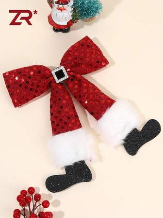 1pc Women's Christmas Hair Clip, Shiny Hair Clip, Rhinestone Christmas Decor Hair Clip, Christmas Hair Accessory, Claw Clip, Hair Clip, Hair Accessory