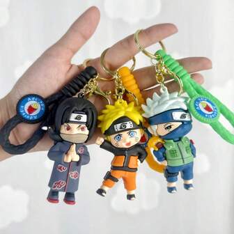 bandai 1 件钥匙扣 - 动漫人物包饰，饰有佐助、卡卡西、水门、鼬，非常适合背包、钱包、汽车钥匙、钱包链、角色扮演活动、生日派对礼物、动漫迷礼物、日本漫画收藏品