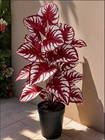 1 Set - Árbol de ratán artificial grande con hojas de arce, decoración moderna de selva tropical apta para bodas, jardín, fiestas (Acción de Gracias, Navidad, Oktoberfest), Día de los Abuelos, porche, patio, paisaje interior/exterior | Perenne sin mantenimiento