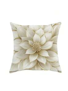 1/2/4pcs Elegant Ivory & Gold Floral Print Pillow Covers, Zippered, Machine Washable, Suitable For Living Room, Bedroom, Sofa Or Bed Decor (Pillow Insert Not Included), Autumn Decor, Room Decoration - White - View 8