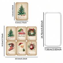 90pcs/15sheets Vintage Christmas Gift Tags, Adhesive Name Tags Festival Labels With Christmas Tree, Jingle Bell, Garland, Boots & Holiday Designs, Retro Paper Tags For Christmas Gift Stickers, Paper Bag Stickers, Closure Stickers, Name Stickers Holiday Decorations, Festive Party Supplies