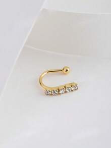 1 قطعة خاتم أنف مزيف من الفولاذ المقاوم للصدأ مطلي بالذهب والزركونيا