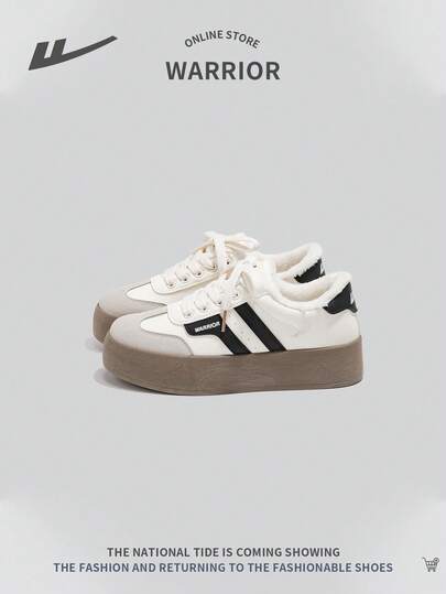 WARRIOR Women's Lace-Up Platform Sneakers, Thick Sole Elevator Shoes, Unique Versatile Lightweight Non-Slip Casual Outdoor Low-Top Shoes