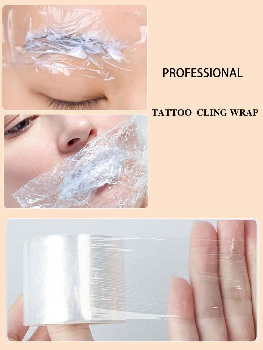 Envoltura de plástico para tatuajes, especial para cejas y labios en salones de belleza, con rollo pequeño de envoltura de plástico, película auxiliar para cubrir cejas. Adecuado para salones de belleza profesionales.