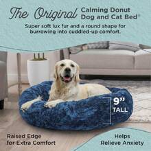 Best Friends By Sheri Original Calming Donut Dog And Cat Bed, Lux Faux Fur, Navy Blue, (36in X 36in) - Anxiety Relief For Pets Up To 100 Lbs,21792467 - 黃色 - 查看 2