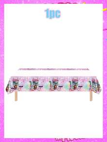 Gabby's Dollhouse Nappes thématiques de la maison de poupée de Gabby, décorations de fête d'anniversaire, vaisselle, assiettes en papier, mouchoirs, nappes, décorations de fête d'ambiance, de rassemblement, de mariage, d'adieu et de soirée, convenant pour les décorations de Thanksgiving, Halloween, Noël et autres fêtes, décorations de fond de fête d'anniversaire, ainsi que des ensembles de décoration de fête de famille, d'amis et d'anniversaire