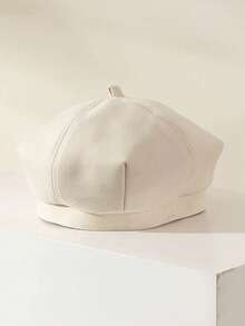 1 件儿童纯色复古贝雷帽，男女通用可爱时尚艺术家帽，适合春秋季幼儿女孩男孩户外日常使用 - 貝雷帽 - 查看 5