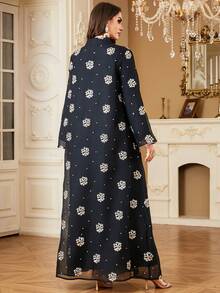 SISKAKIA 1pc Geometric Pattern Woven Fabric Embroidered Dress, Elegant For Holidays, Weddings, Vacations, Birthdays, Parties, Formal Occasions, All Seasons