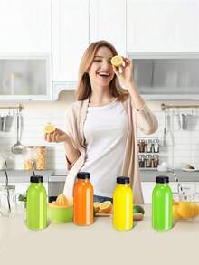 1/3/6pcs Reusable Juice Bottles With Lids, Milkshake Bottles, Empty Bulk Beverage Containers With Caps, Suitable For Cold/Hot Drinks, Juice, Beverages, Water, Milk, Milkshakes And Other Drinks - Multicolor - View 5