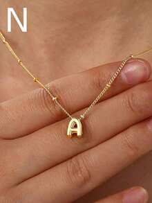 1 chiếc vòng cổ nhiều lớp bằng thép không gỉ mạ đồng bóng bẩy, hình chữ A-Z rỗng, kiểu dáng thời trang, thích hợp cho nữ. - Nhiều màu - Xem 18