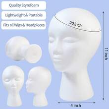 1/2/3 Pcs Foam Wig Head, With Female Face For Multipurpose Wigs Display Stand, Model, Mask, Hat Display Stand, Art Work Painting - 1pcs - 查看 3