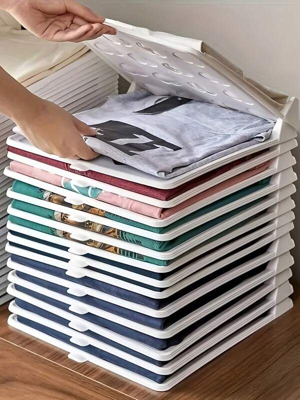 Space-Saving Wrinkle-Free Clothing Storage Boards - Organizer Racks For T-Shirts, Shirts, And Short Sleeves In Closet, Bathroom, And Wardrobe, Plastic Folding Racks