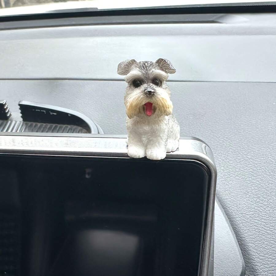 1 Piece 3D Three-Dimensional Schnauzer Cute Dog Car Interior Decoration, Car Dashboard Ornament, Car Personalized Decoration, Very Cute Schnauzer Cute Dog Decoration, Suitable Car Interior, Office Desk, Living Room, Home Decoration, Easy To Install, Halloween Surprise, Suitable Various Scenarios, Exquisite, Friends, Classmates, Surprise. - 1個 - 查看 1