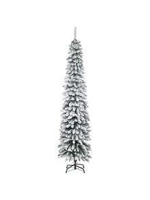 Artificial Christmas Tree, Snow-Covered, Slim Design, Fire-Resistant, 210, Green/White - 1 - View 9