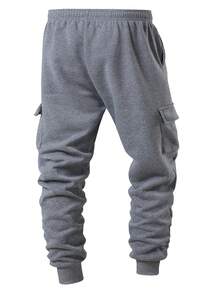 Herren Samt Jogginghose mit Kordelzug-Saum, Mehrfachtaschen, geeignet für Sport, Training, Lässig Tragen, Herbst/Winter