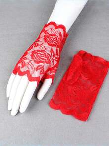 Half Finger Lace Sunscreen Gloves For Summer Dew Finger Driving Outdoor Sports Women's Adult Half Cut Thin Gloves