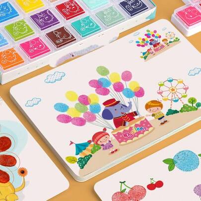 Libro de pintura con dedos de mayor , tinta para pintura con huellas dactilares, almohadilla de tinta para tarjetas de pintura, colorear, pequeño regalo para fiestas, pequeño regalo de Navidad