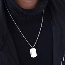 1 pieza Collar con colgante de placa de identificación de moda para madre e hijo, joyería con cadena de cuentas, accesorio versátil de ropa urbana