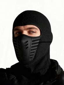 1 pieza Máscara facial para hombres, Pasamontañas a prueba de viento para motocicleta, ciclismo y deportes al aire libre, máscara de esquí transpirable y a prueba de polvo, temporada de regreso a la escuela - Negro - Ver 1