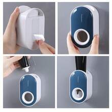 Automatic Toothpaste Squeezer Dispenser Bathroom Accessory Wall Mounted - White + Blue - View 8