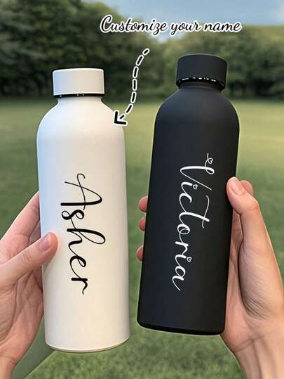 Personalized Insulated Water Bottle, Customizable Name Stainless Steel Insulated Water Bottle, Sports Water Jug, Suitable For School, Travel, Office, Gym, Simple Style, Multi-Functional, Ornamental, Reusable, Exquisite, High-Quality, Adorable, Modern, Custom,Office Decor