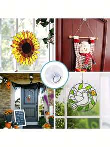 1.6 Inch Transparent Suction Cup Hooks With Rings, Non-Slip Wall And Window Hooks For Kitchen, Bathroom And Bedroom Storage, Transparent Key Rings, Suction Cups, Glass Hooks, Hangers - Clear - View 4