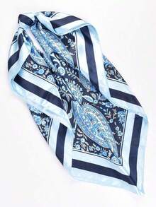 1pc Women's Paisley Pattern Bandana Head Scarf – Fashionable Hair Band, Headband For Styling, Perfect Accessory To Elevate Your Look, Versatile For Everyday Wear - Sky Blue - 查看 5