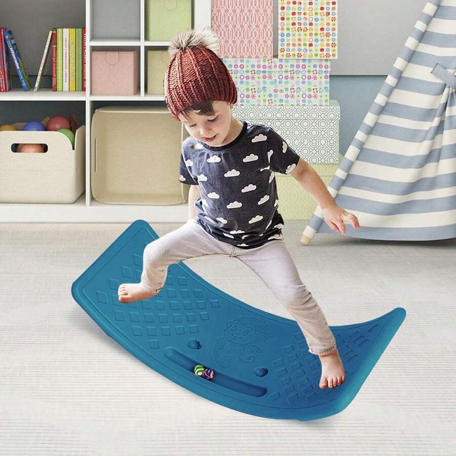 Wide Sensory And Multifunctional Rocking Board For Children - 藍色 - 查看 1