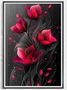 1 buc. Kit de pictură cu diamant 5D pentru adulți - Temă florală, set de broderie cu diamant rotund, complet, potrivit pentru decorarea peretelui acasă și biroul