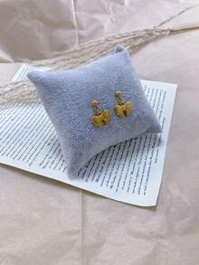 一对不锈钢防水不褪色简约可爱小蝴蝶结耳环，适合女性日常佩戴 - 金色 - 查看 4