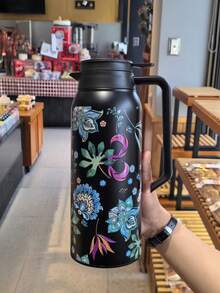 1500ml Capacity Stainless Steel Double Wall Vacuum Insulated Flask, Versatile Use As Coffee Pot, Beverage Container, Hot Water Kettle, Coffee Or Tea Pot. Featuring Classic Floral Pattern Design, Durable And Easy To Clean. This Elegant Floral Patterned Thermal Carafe Is An Ideal Choice For Weddings, Parties, Outdoor Activities, Office, School, Housewarming And Gift-Giving Occasions. - Multicolor - View 5