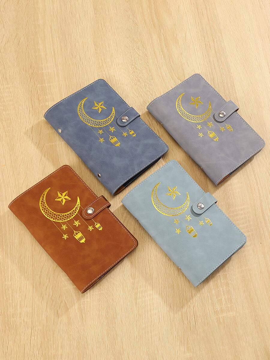1 件装柔软 PU 皮革活页夹笔记本，带现金预算活页夹，印有星星、月亮、灯笼等幸运图案，带 10 个拉链口袋，适合返校、学校用品、储蓄计划、双周储蓄计划、10000 储蓄计划、储蓄策略 - 軟皮收納本 - 查看 1