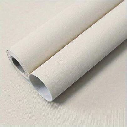 1 卷杏白色织物纹理壁纸，可撕防水接触纸，适用于剥离和粘贴壁纸，防水乙烯基自粘壁纸，适用于橱柜和抽屉，卧室浴室台面装饰，家居装饰