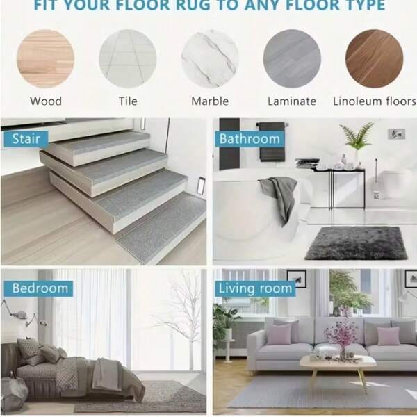 1/4/8 Pcs Rug Grippers, Non- Fixing Stickers, Non- Carpet Mat For Hardwood Floors, Tile Marble Floors, Double Sided Adhesive Carpet Clips Keep Corner Flat, Removable Carpet Tape For Area Rugs