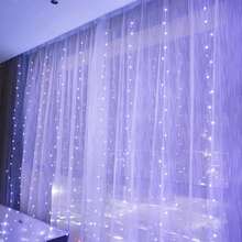 300 LED Fairy Curtain Lights, 9.8ft X 9.8ft Warm White Curtain String Lights, USB Plug In 8 Lighting Modes Christmas Decoration, Hanging Lights With Remote For Bedroom Indoor Weddings Dorm - trắng - Xem 3