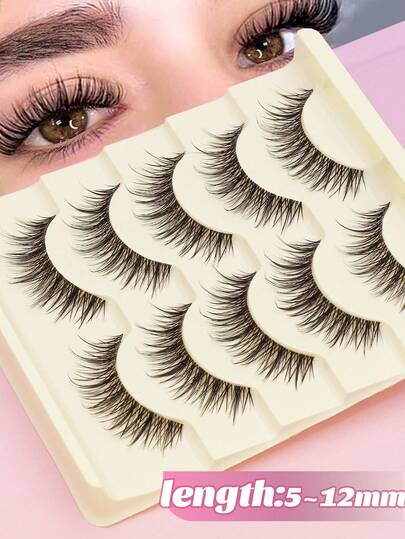 AYRMILLA 5 Pairs Of False Eyelashes, Natural Style, Upgraded C-Type Transparent Eyelash Handle, Soft And Natural, Mink Fur Material, Suitable For Various Occasions Such As Girl Groups, Students, Brides, Studios, Tourism, Daily Life, Festivals, Korea, Japan, As Well As Popular Eyelash Styles In Various Countries.