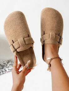 Pantuflas de mujer cálidas y de felpa, pantuflas casuales y versátiles de moda para otoño/invierno - Camel - Ver 4