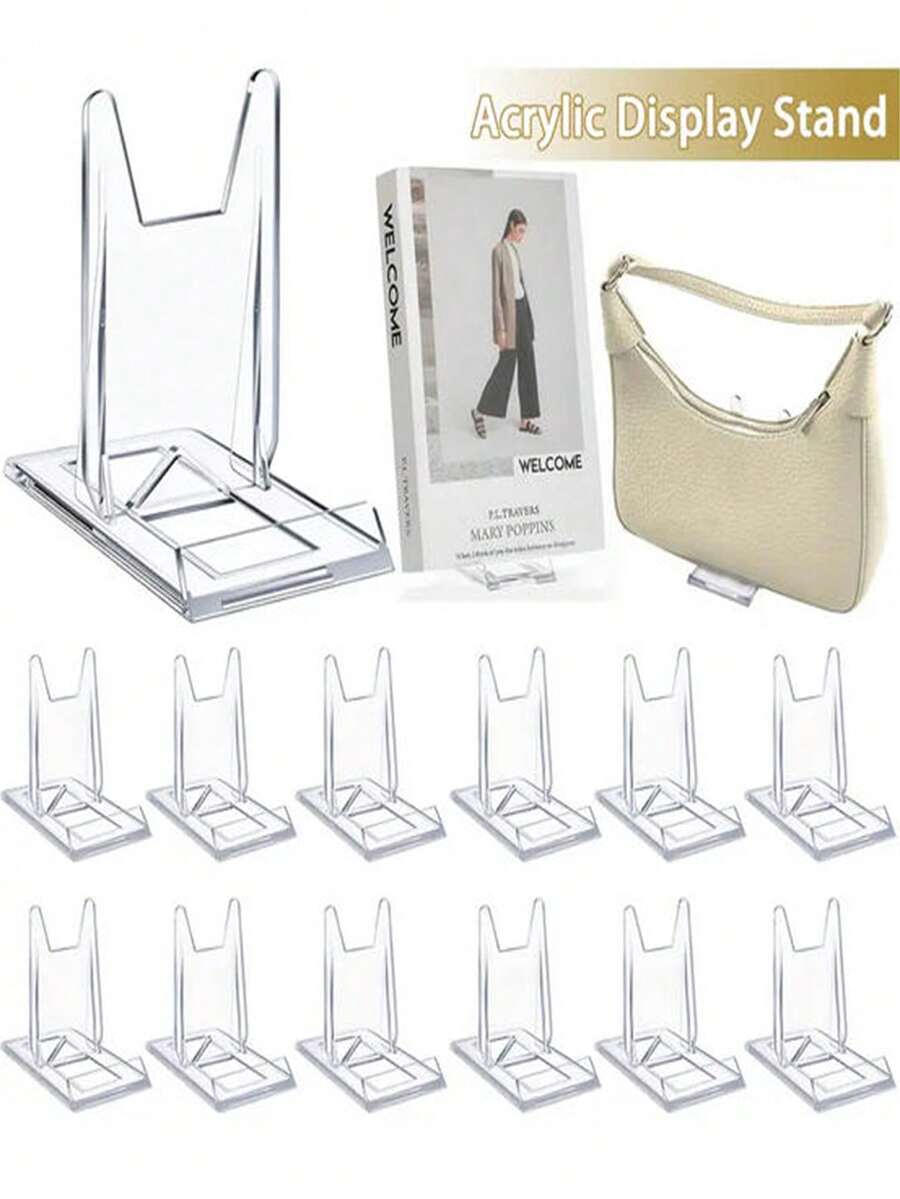 10 Giá trưng bày bằng Acrylic trong suốt - Giá để sách và ví có thể điều chỉnh được với đế chắc chắn, Chất liệu PMMA bền, Lý tưởng cho văn phòng tại nhà, trang trí tiệc tùng và sử dụng bán lẻ. Giá trưng bày sách, trang trí tiệc tùng, Thẩm mỹ hiện đại, Thiết kế thời trang, Kết cấu chắc chắn.