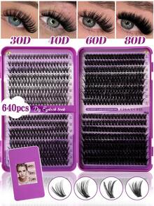 Zestaw do przedłużania rzęs Curl D Lashes 621/640/800 szt., w tym 10D-160D 8-16 mm, spersonalizowane sztuczne rzęsy DIY, sztuczne rzęsy 3D, rosyjskie kręcone rzęsy, dramatyczne, potargane rzęsy z norek, do makijażu codziennego, cosplayu, na całą twarz i na co dzień, przenośne do codziennego użytku lub na wyjścia