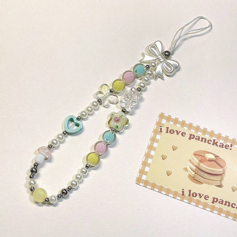 Cute Bear DIY Beaded Mobile Phone Chain Mobile Phone Case Anti-Lost Mobile Phone Lanyard - 透明熊 - 查看 1