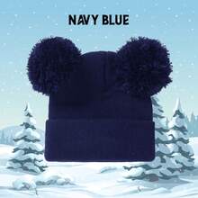 0-3 Years Old Kids Knitted Pom Pom Hat, Infant Beanie, Newborn Knit Cap, Autumn/Winter, Customizable Name Logo - 1PC - View 16