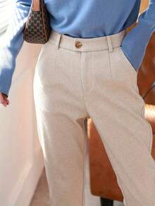 Wool Blend French Design Niche Straight-Leg Suit Pants, High-Waisted, Elegant, Autumn/Winter