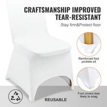 Housses de chaise pliantes en élasthanne élastique, universelles, avec revêtement incurvé, amovibles et lavables, pour mariage, banquet, fête, célébration, salle à manger (lot de 50, blanc) - 50Pcs Gewölbter Vorderbezug - Voir 5