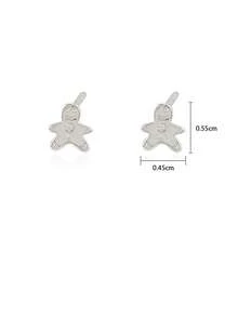 1 Pair Cute Snowman Stud Earrings, 925 Sterling Silver, Versatile For Women, Christmas & Valentine's Day Gift